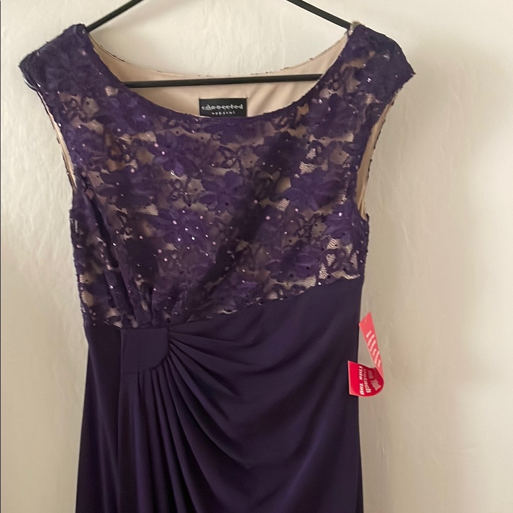 Connected Apparel Purple Ruched Gown Sleeveless